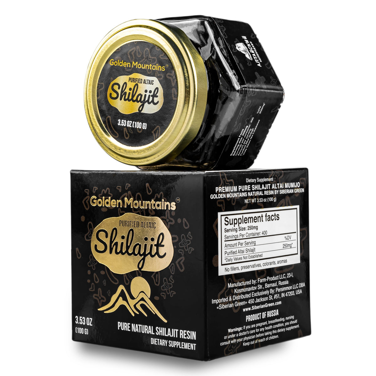 Golden Mountains Shilajit Resin Premium Pure Authentic Siberian Altai 100g 3.53oz - Measuring Spoon – Exclusive Quality Certificate